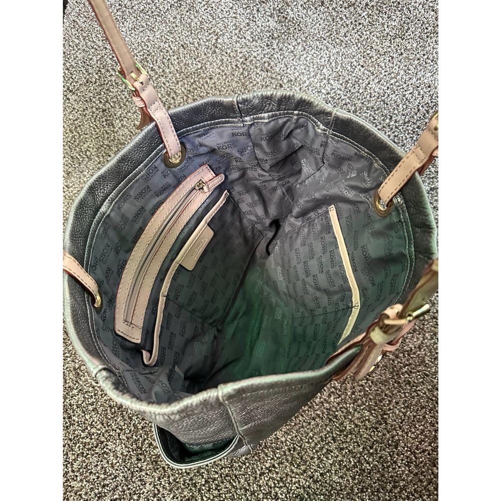 Michael Kors Bag Pebbled Silver Leather Tote